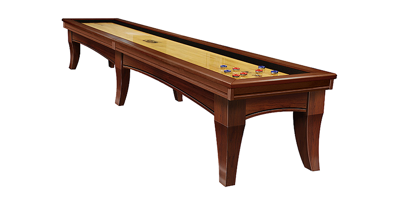 Olhausen Chicago shuffleboard showing its solid maple playfield